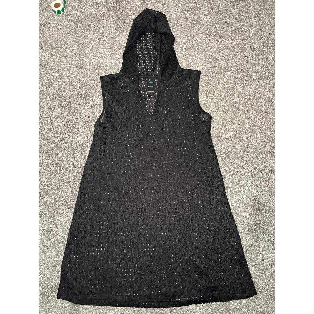 Catalina Black Hoodie Dress Sleeveless Mesh Swimsuit Cover-Up - Small (4-6)‎